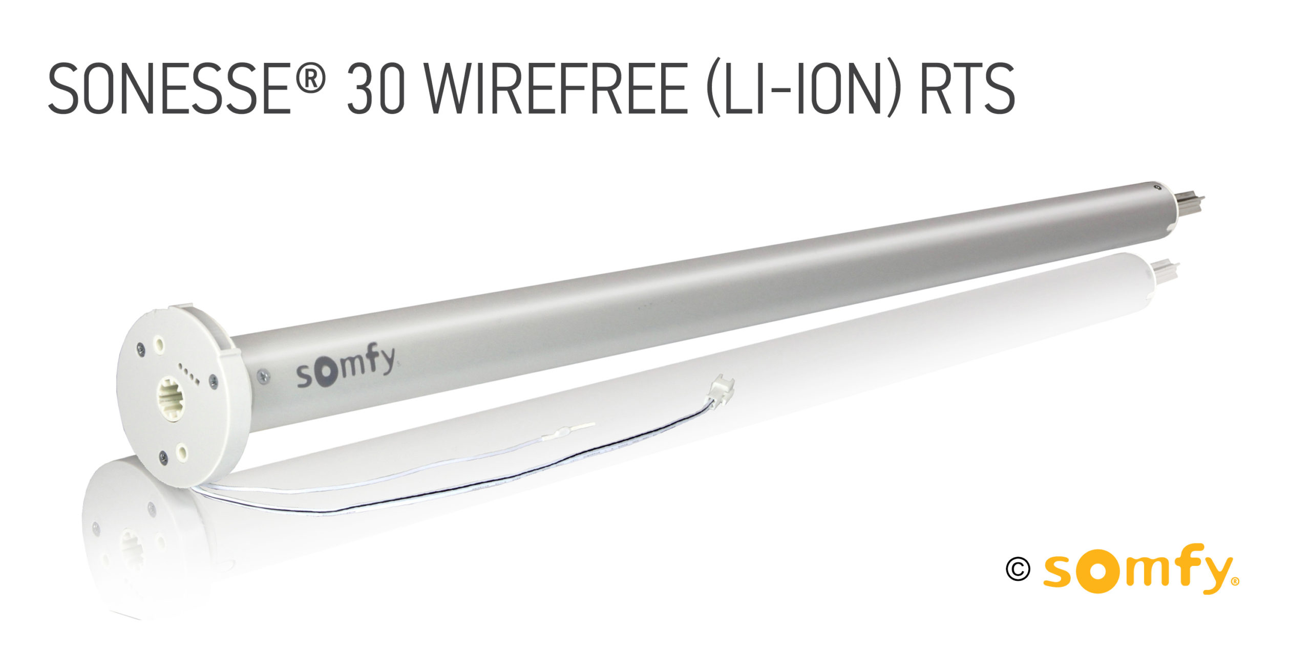 Somfy Sonesse Ultra 30 Wirefree 12V Lithium-Ion RTS Shade Motor - 1003310 - White