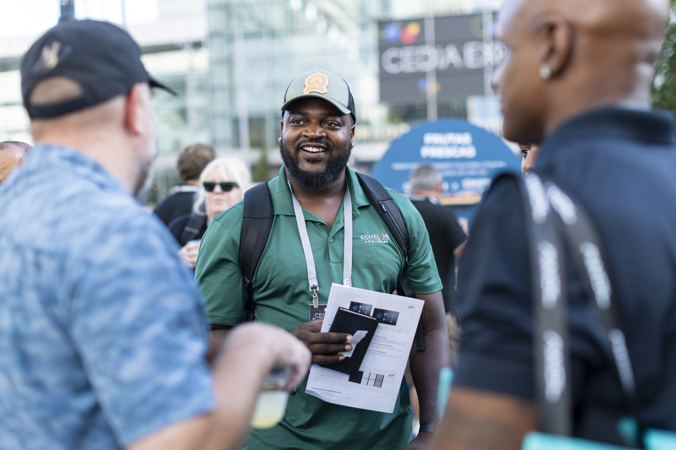 Attendees networking during Destination Outdoors Happy Hour at CEDIA Expo 2026.